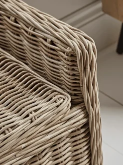 Round Rattan Storage Bench - Large