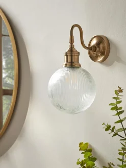 Round Ribbed Glass Wall Light
