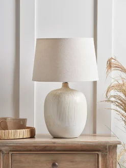Round Ribbed Table lamp - Neutral