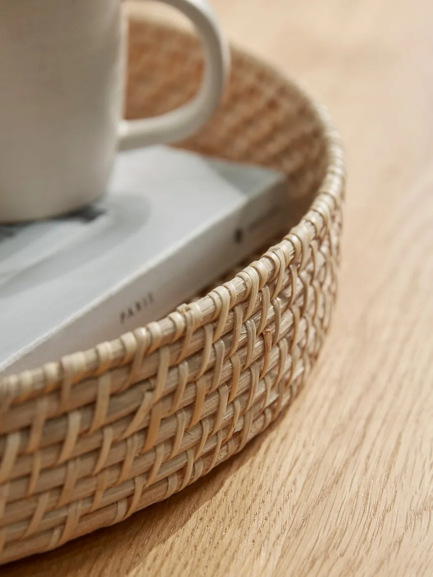 Round Woven Rattan Tray