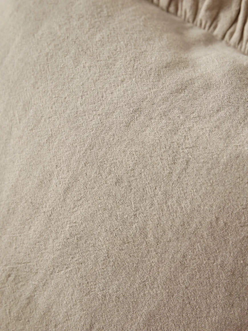 Ruffle Cotton Linen Square Cushion - Natural