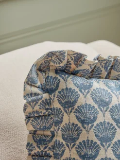 Ruffle Square Cushion - Swedish Blue Print