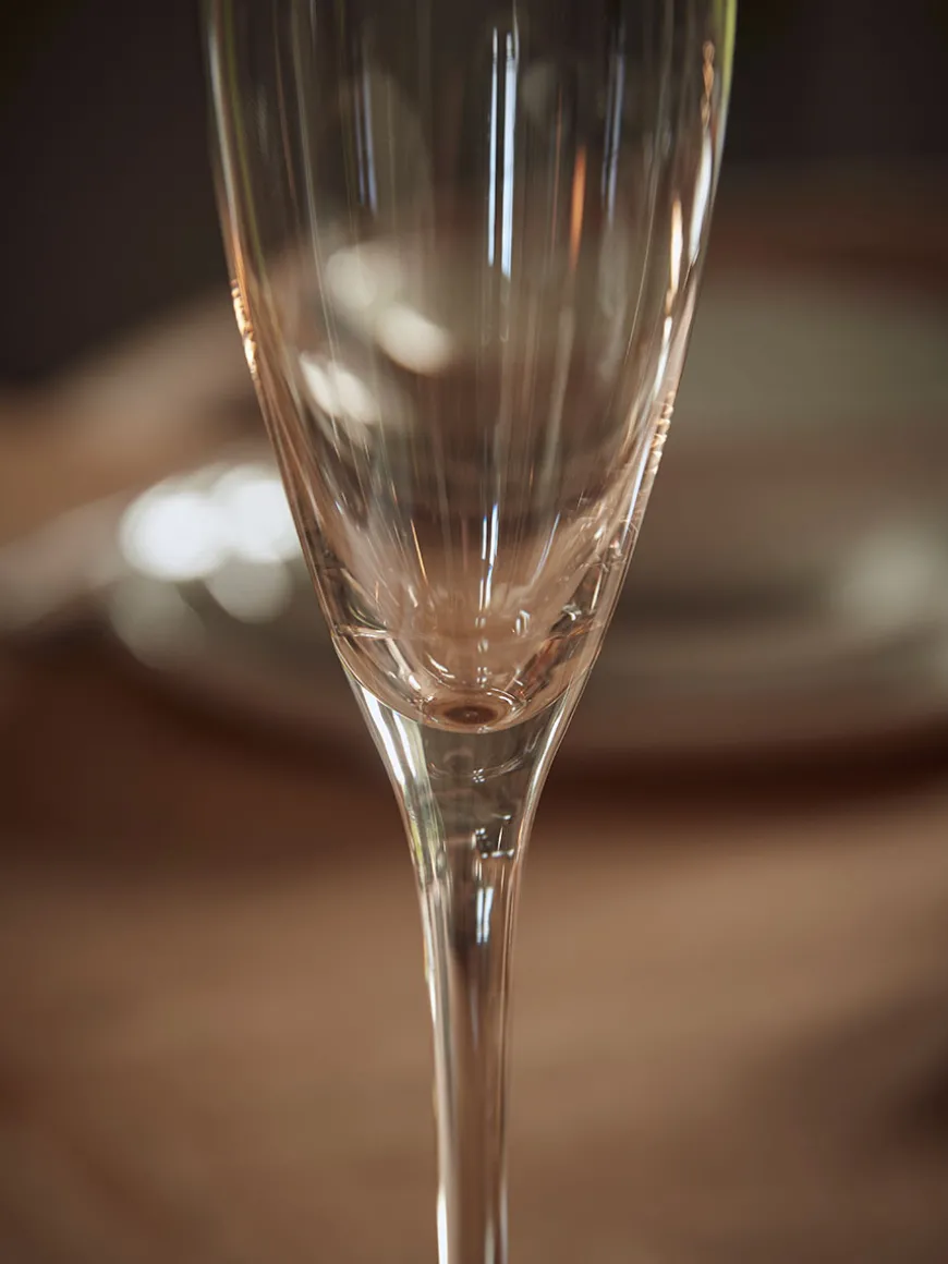 Six Amber Asymmetric Champagne Flutes