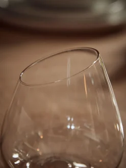 Six Amber Asymmetric Stemless Wine Glasses
