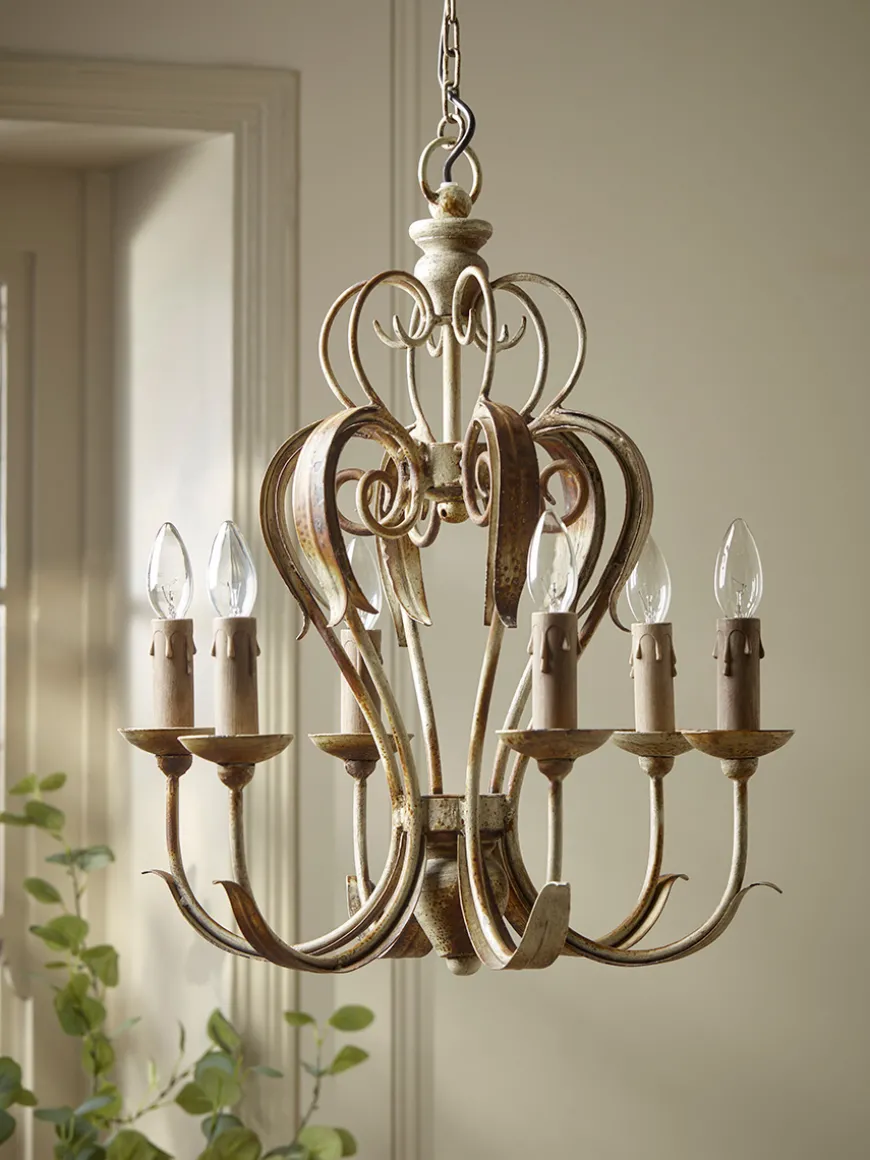 Six Arm Scroll Chandelier