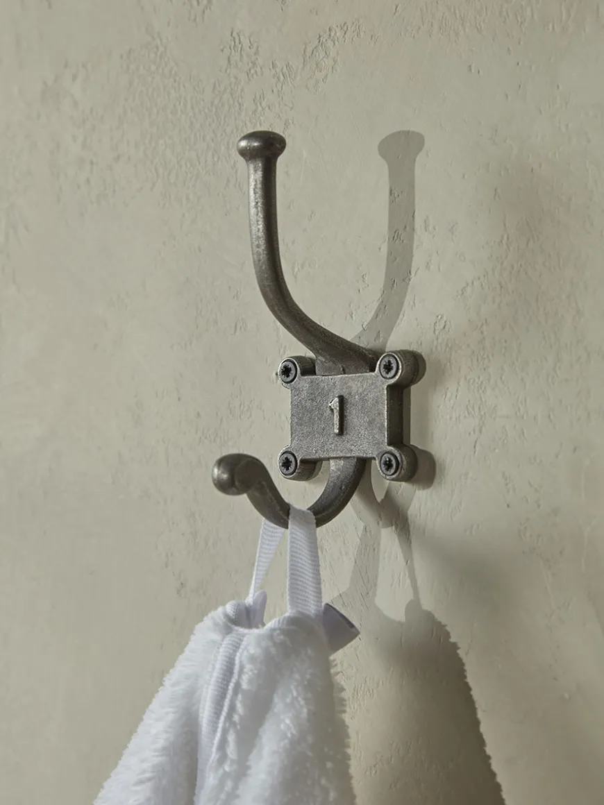 Six Numbered Coat Hooks - Antique Iron