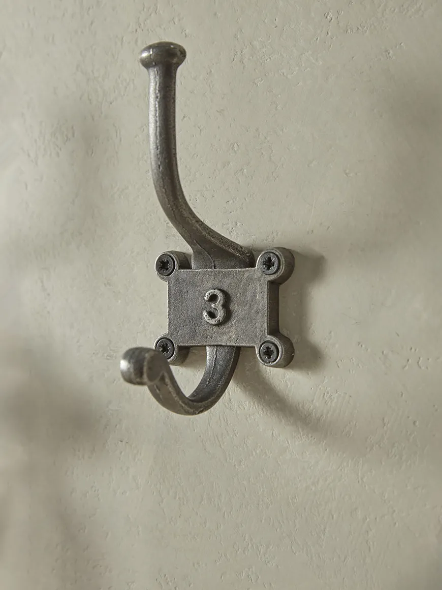 Six Numbered Coat Hooks - Antique Iron