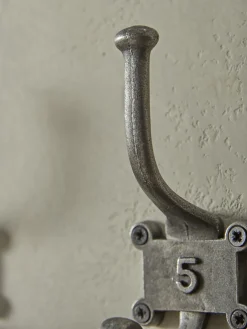 Six Numbered Coat Hooks - Antique Iron
