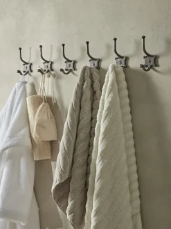 Six Numbered Coat Hooks - Antique Iron