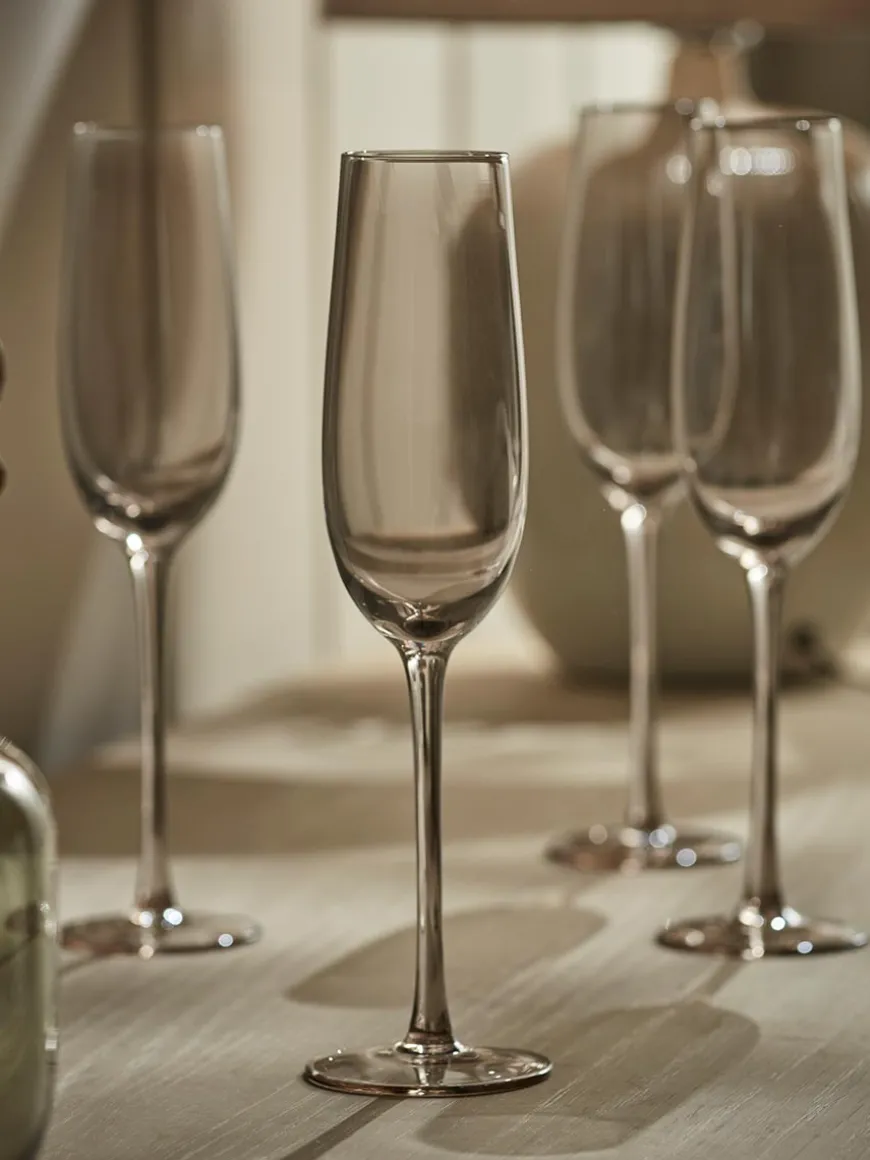 Six Smoked Champagne Flutes