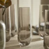Six Smoked Stemless Champagne Flutes
