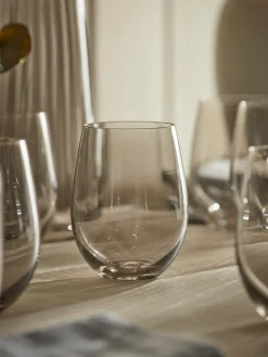 Six Smoked Stemless Wine Glasses