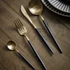 Sixteen Piece Cutlery Set - Black & Gold