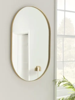 Slim Frame Oval Mirror - Soft Gold