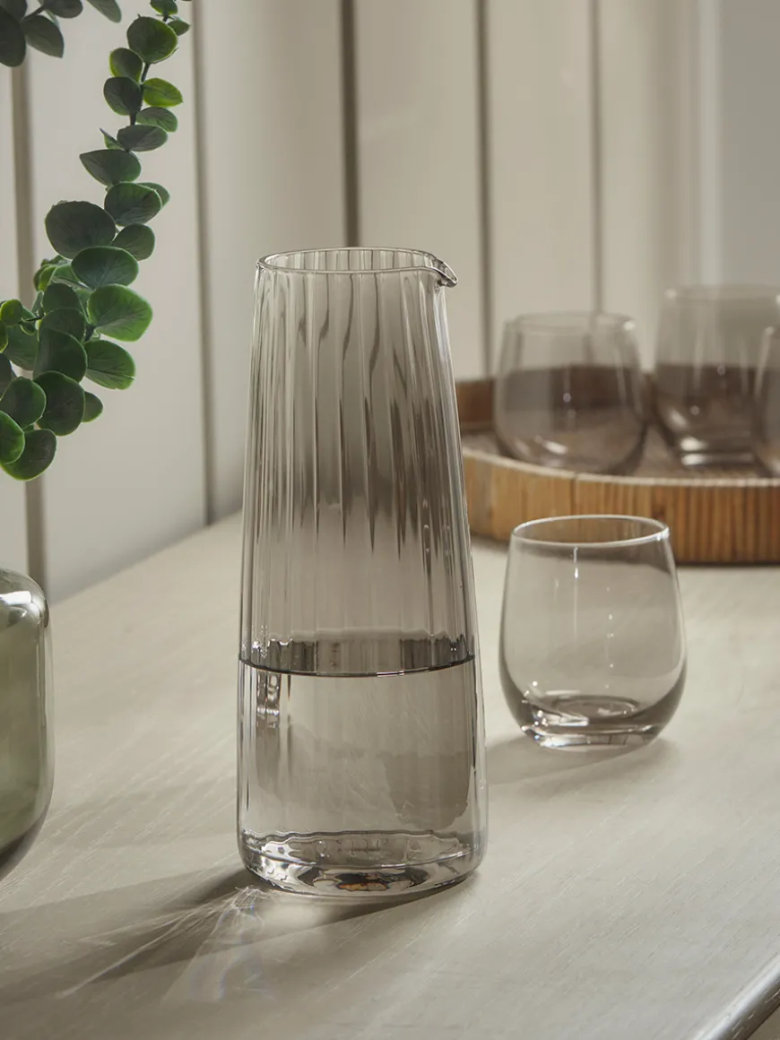Smoked Fluted Glass Carafe