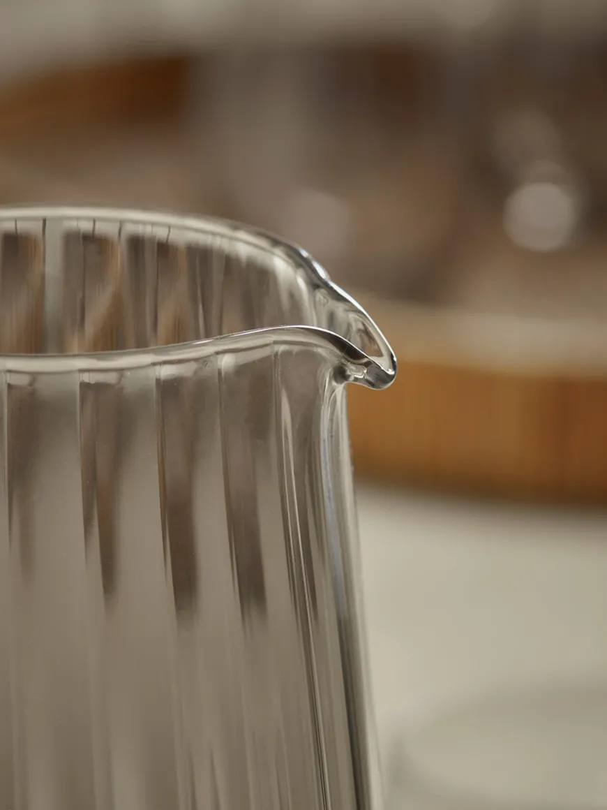 Smoked Fluted Glass Carafe