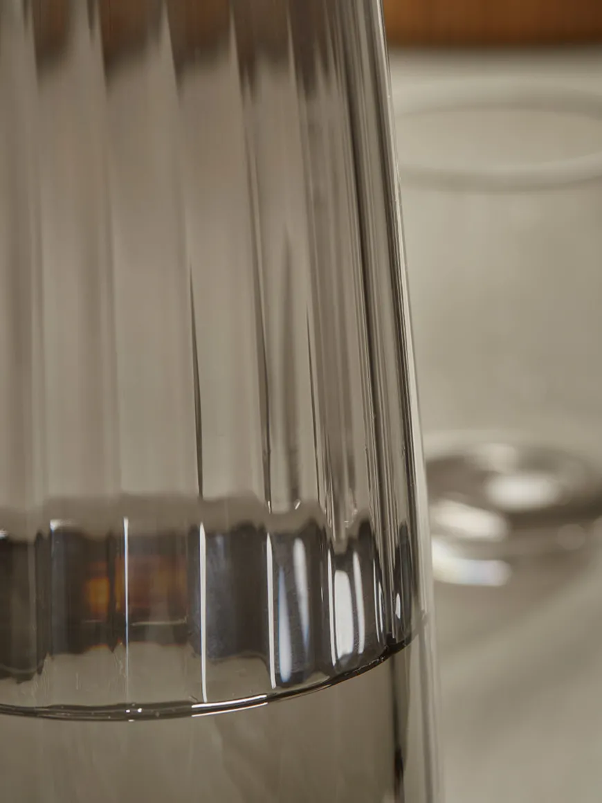 Smoked Fluted Glass Carafe