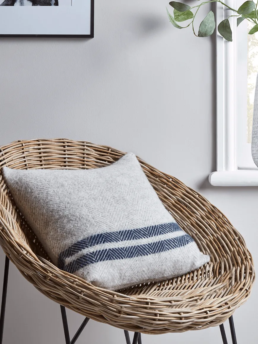 Soft Wool Cushion Cover - Blue French Stripe