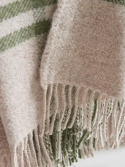 Soft Wool Large Throw - Olive Checked