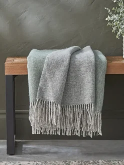 Soft Wool Reversible Throw - Sage & Grey