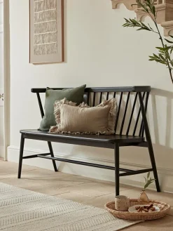 Spindle Back Bench - Black