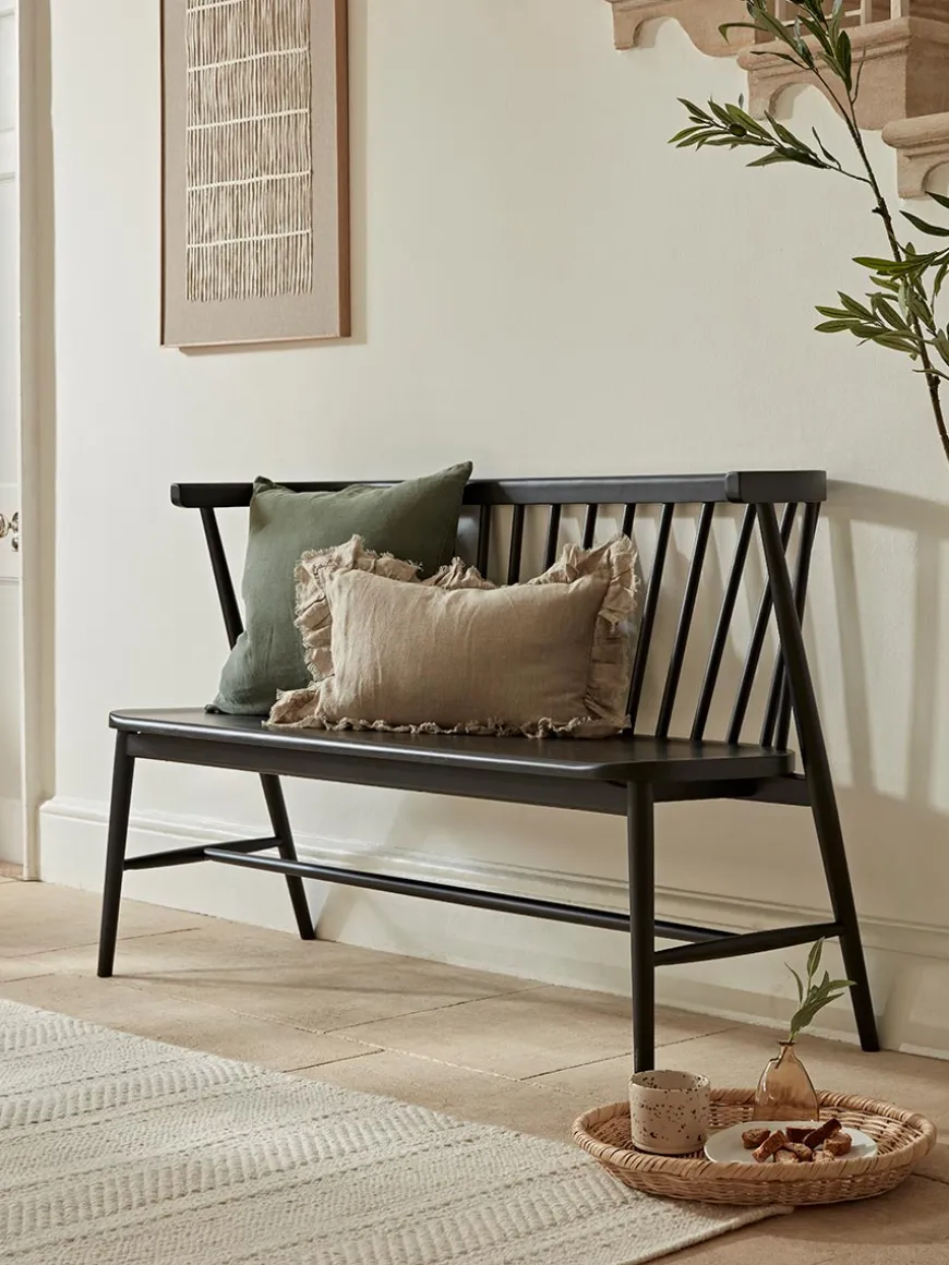 Spindle Back Bench - Black