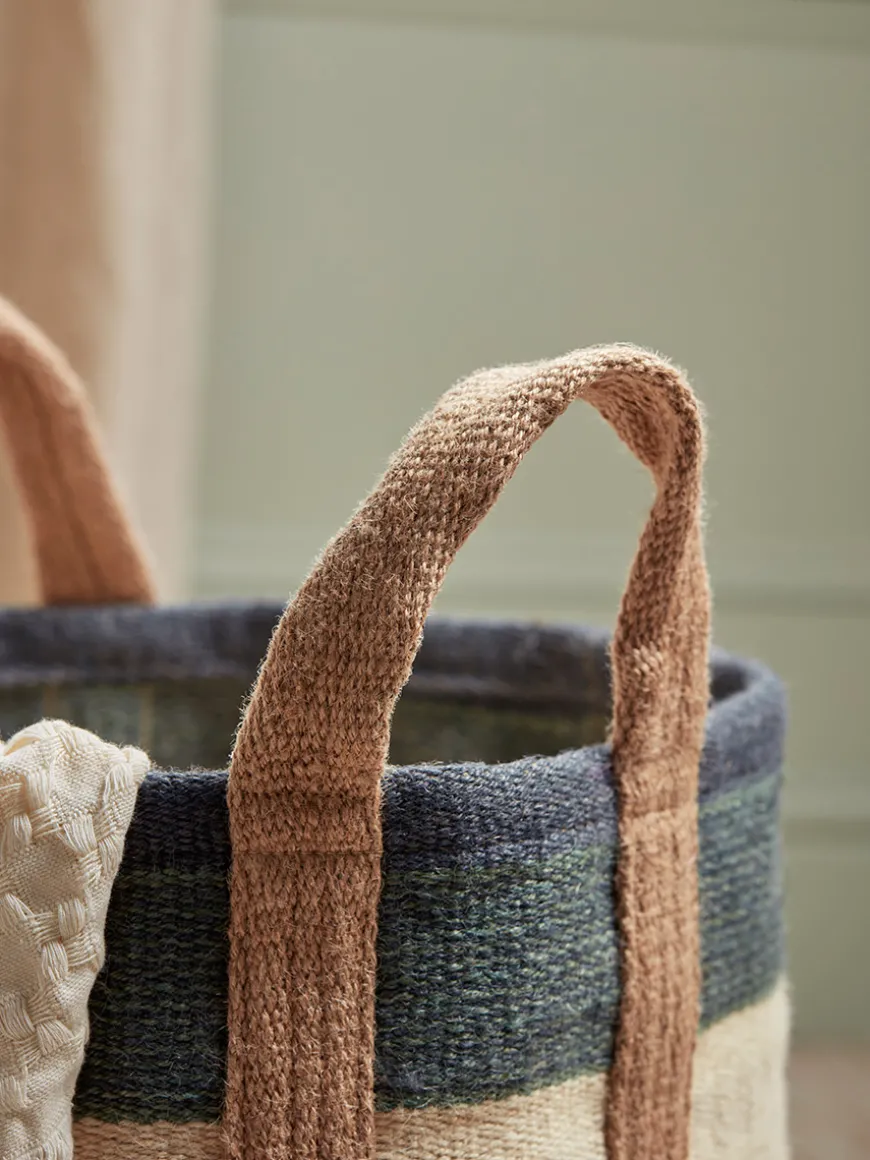 Striped Jute Storage Bag