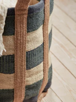 Striped Jute Storage Bag