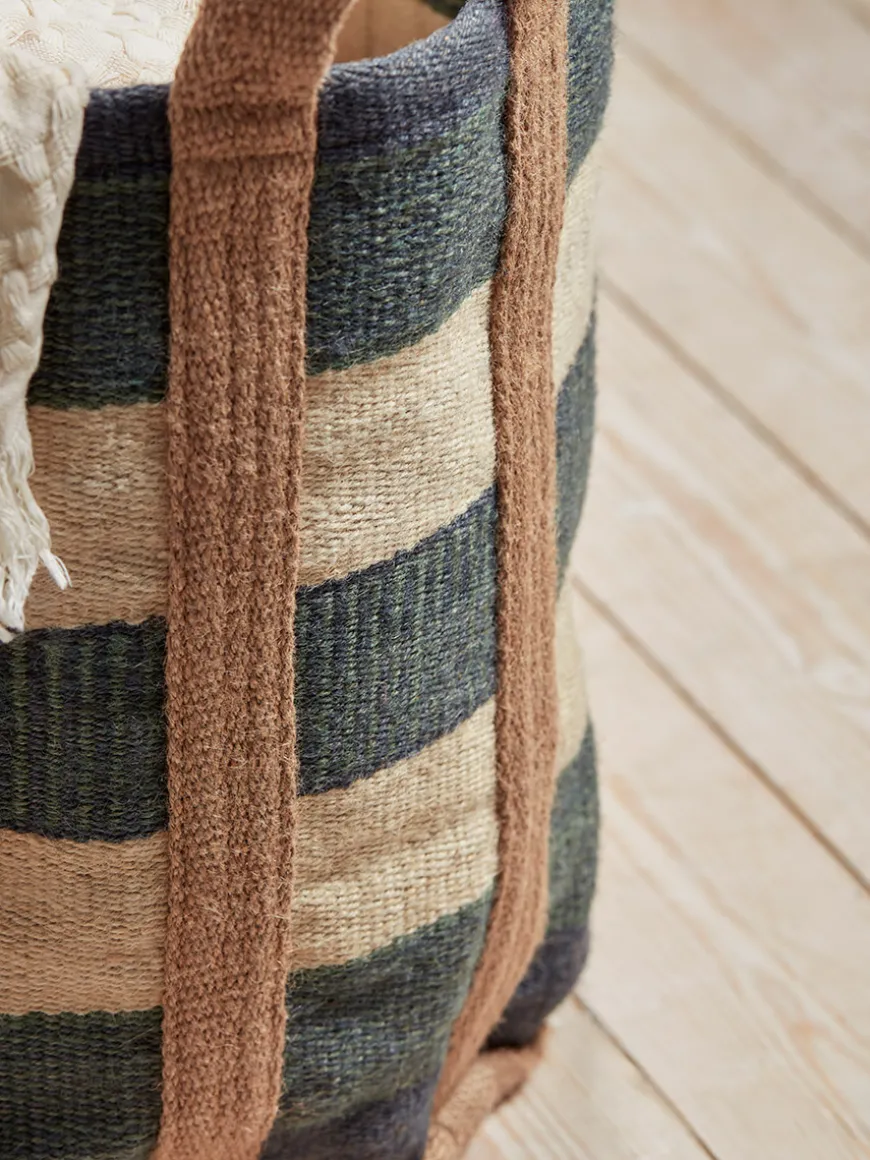 Striped Jute Storage Bag