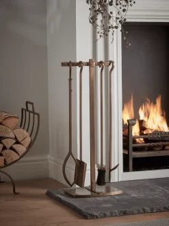 Tall Brass Fireside Set