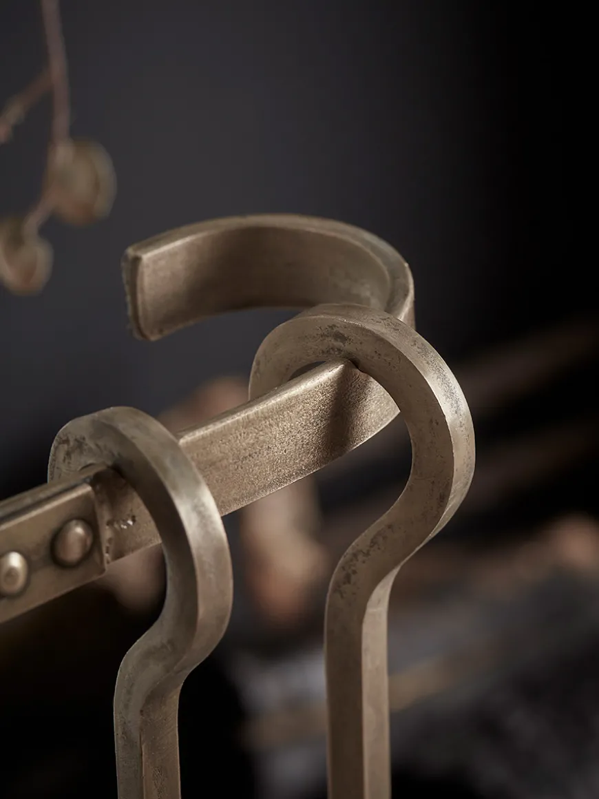 Tall Brass Fireside Set