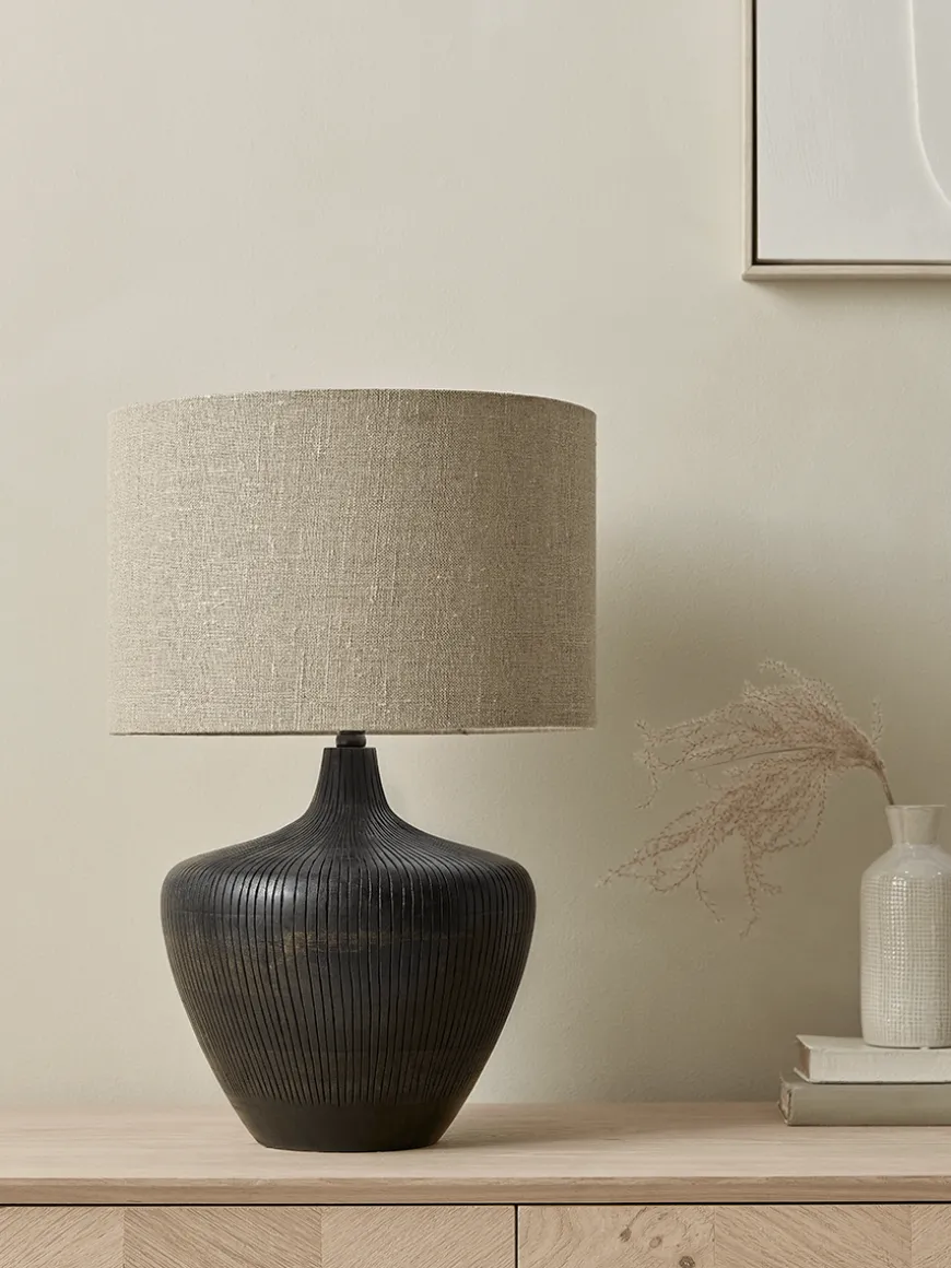 Textured Mango Wood Table Lamp