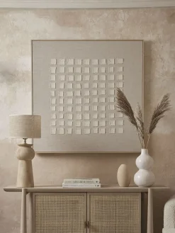 Textured Squares Framed Linen Wall Art