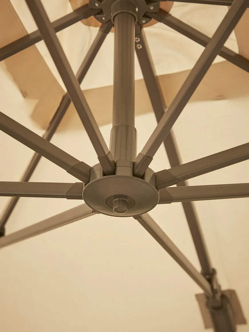 The Ultimate Square Cantilever Parasol Set - Champagne