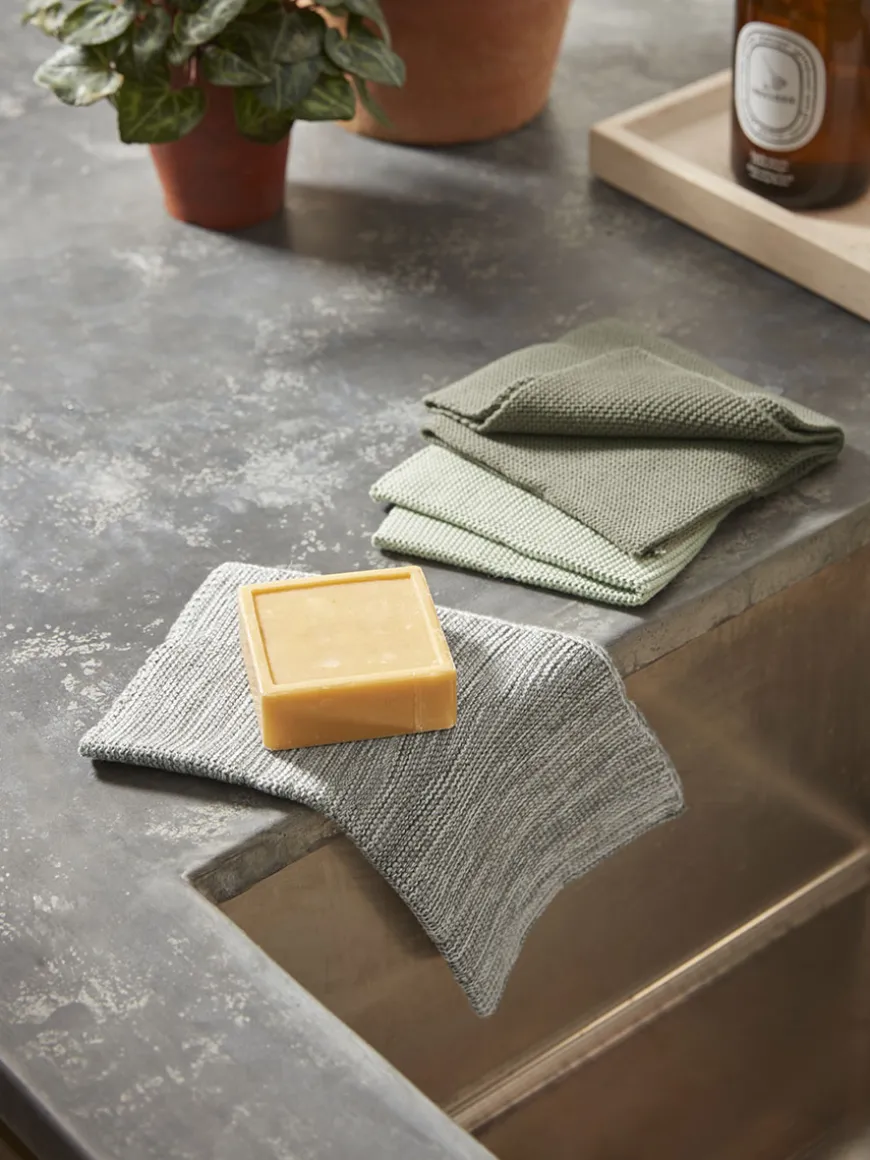 Three Cotton Dishcloths - Olive