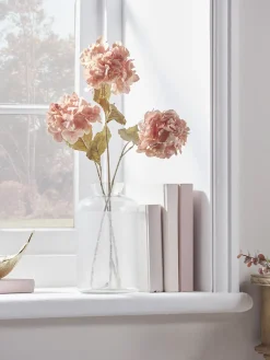 Three Faux Hydrangea Stems - Blush