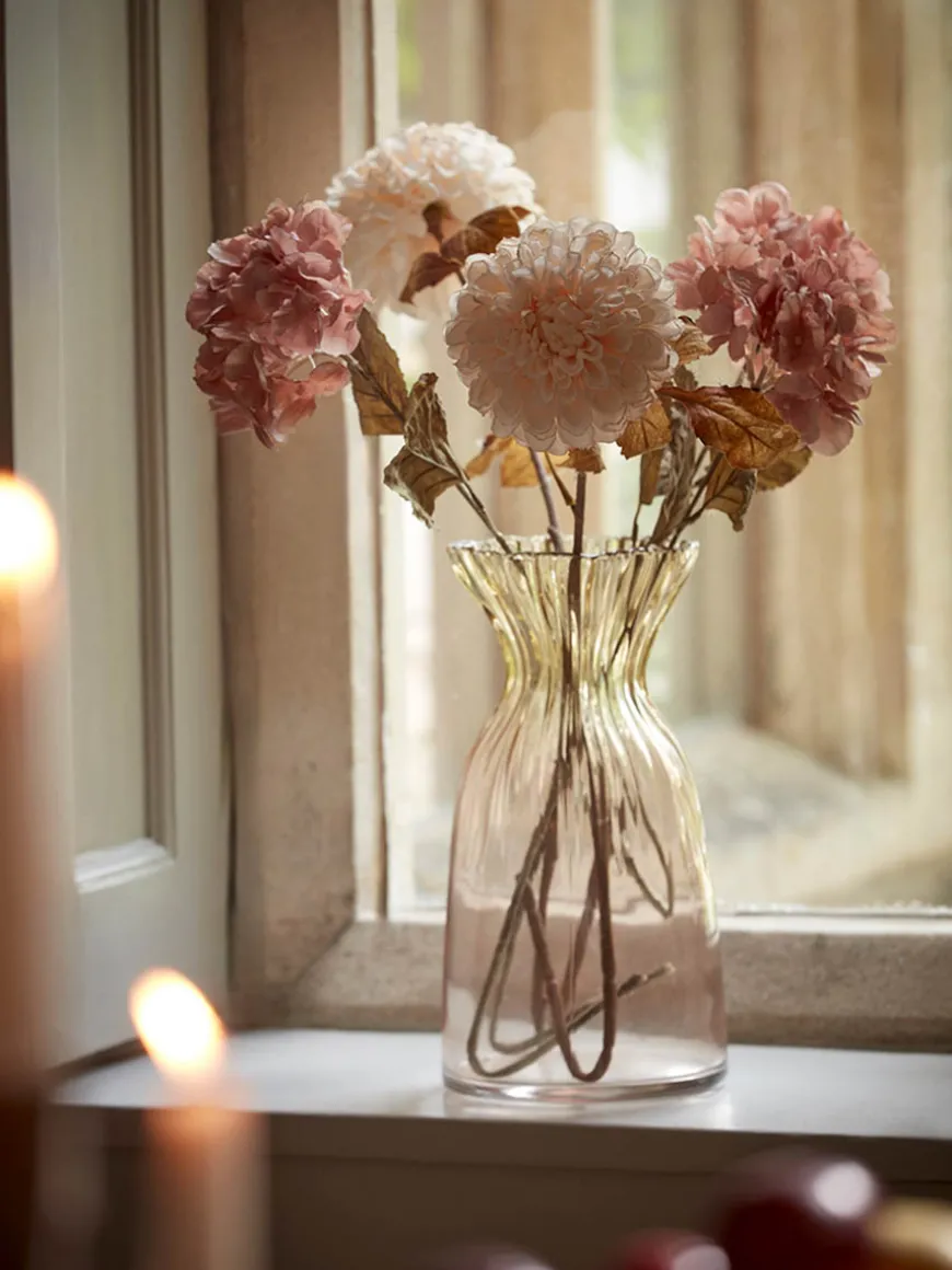 Three Faux Hydrangea Stems - Blush