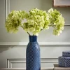 Three Faux Hydrangea Stems - Green