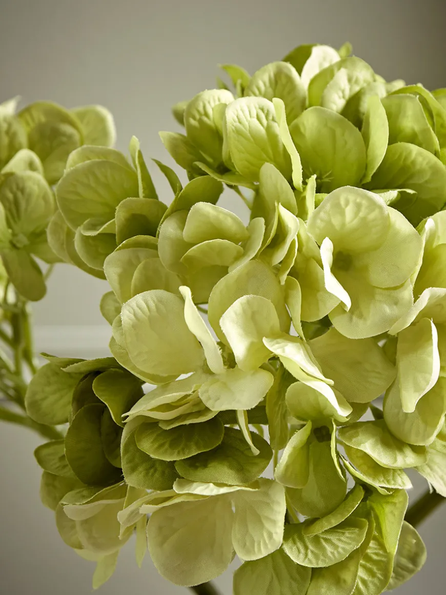 Three Faux Hydrangea Stems - Green