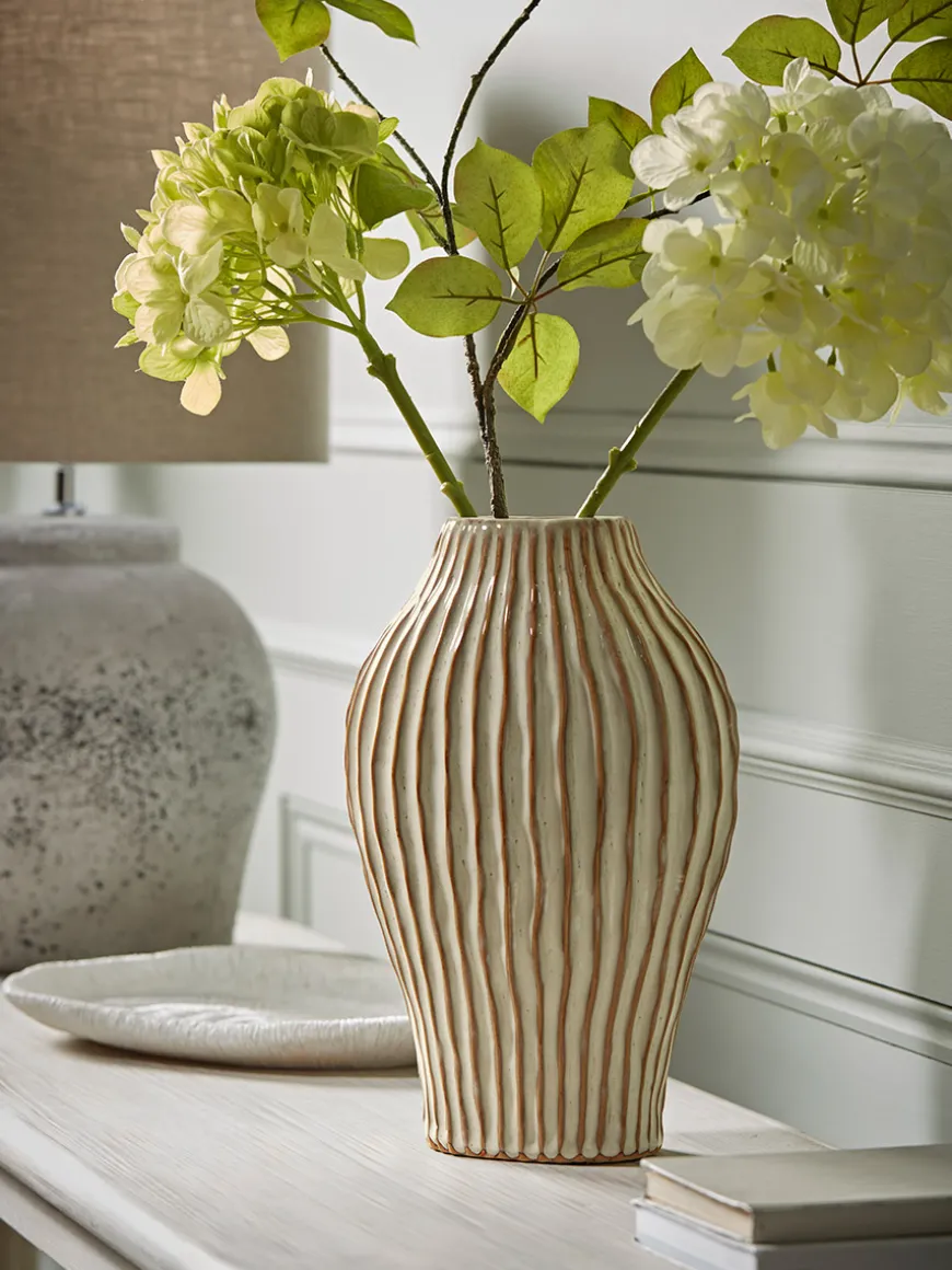 Three Faux Hydrangea Stems - Green