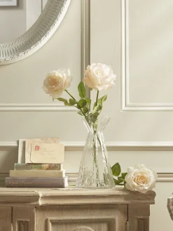 Three Faux Rose Stems - Soft Peach