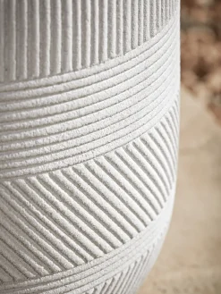Three Geometric Etched Planters - Light Grey
