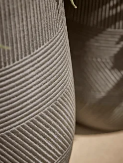 Three Geometric Etched Planters - Dark Grey