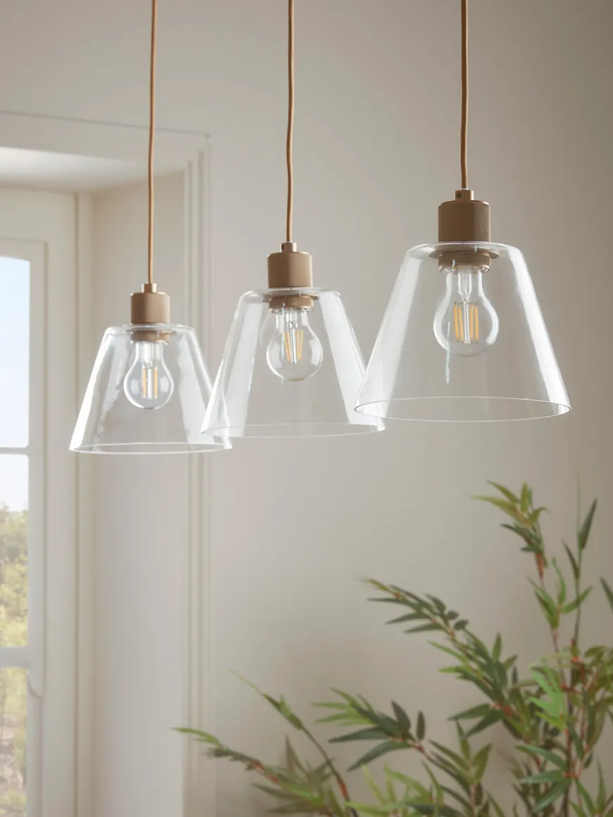 Three Glass Tapered Pendants
