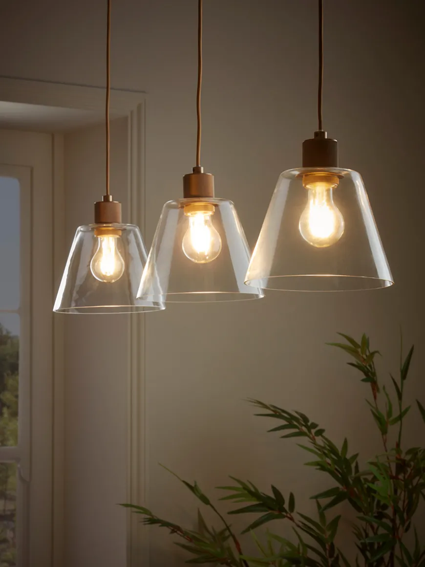 Three Glass Tapered Pendants