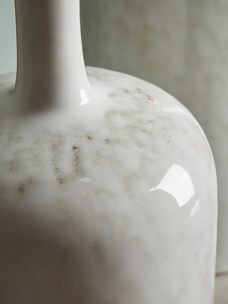 Three Glazed Vases - White