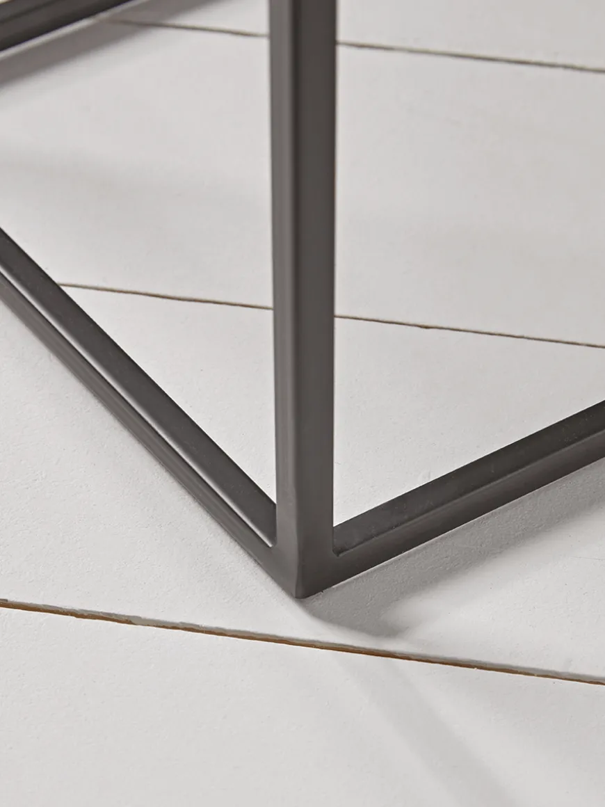 Three Gold Textured Nesting Tables - Square