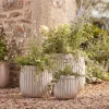 Three Handmade Fluted Planters - Off-White