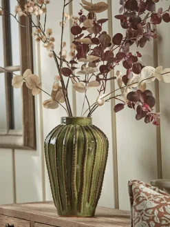 Three Large Faux Eucalyptus Sprays - Burgundy