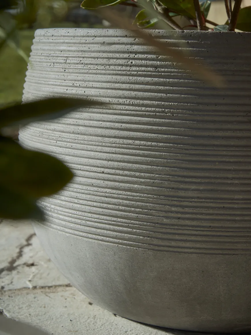 Three Ribbed Concrete Planters